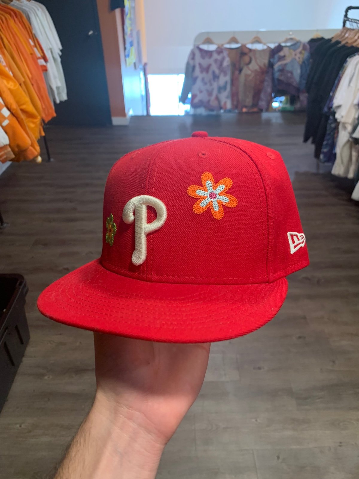 Phillies Flower Embroidered Hat Club Fitted
