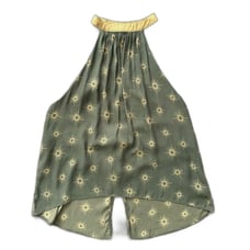 Free People Halter Top ‘Through The Night’ Green Sun Button Back Medium Shirt