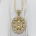 14K Gold Plated Our Lady Guadalupe Icy Pendant Heart Necklace Virgen 19.75