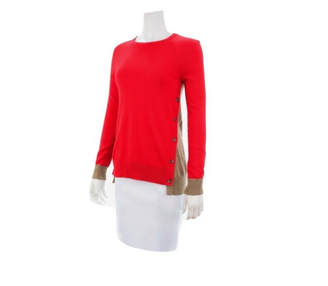 J.CREW Red & Tan Cashmere Sweater XS