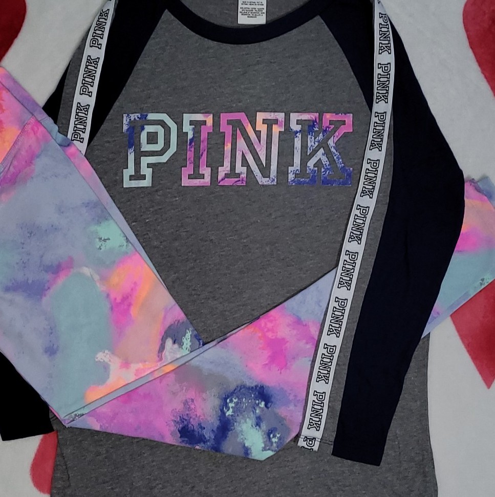 ♥️ Victoria's Secret Pink VS watercolor ultimate leggings & shirt set ♥️