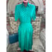 Skirt set button down teal navy button down A line skirt geometric