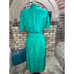 Skirt set button down teal navy button down A line skirt geometric