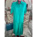 Skirt set button down teal navy button down A line skirt geometric