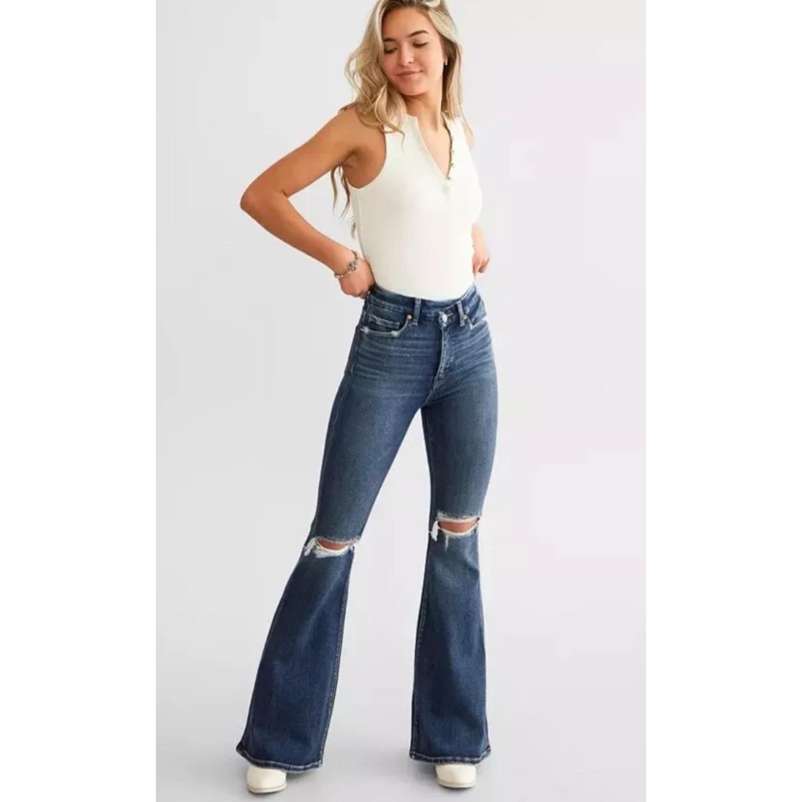 BKE Jeans Womens 30 x33 Billie Slim Fit High Rise Boot Cut Large Flare Raw Hem
