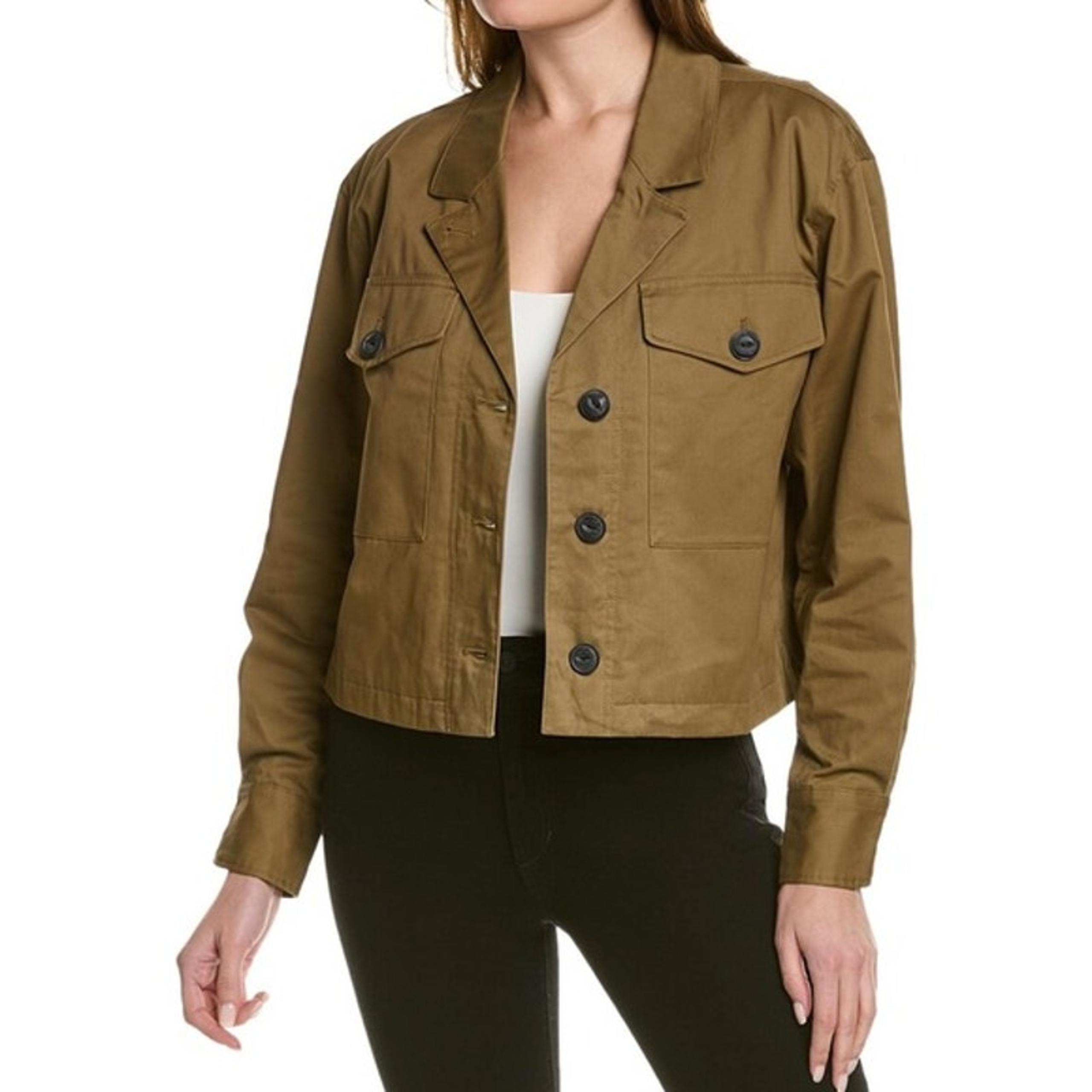Rag & Bone NWT Jessie Cotton Shirt Jacket in Army Green Size M Shacket Pockets