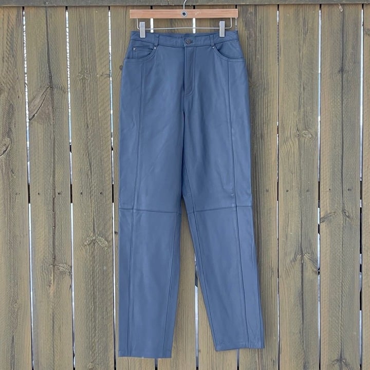 Vintage Leather Pants in Slate Gray Reflections by Spiegel Size 6 NWT