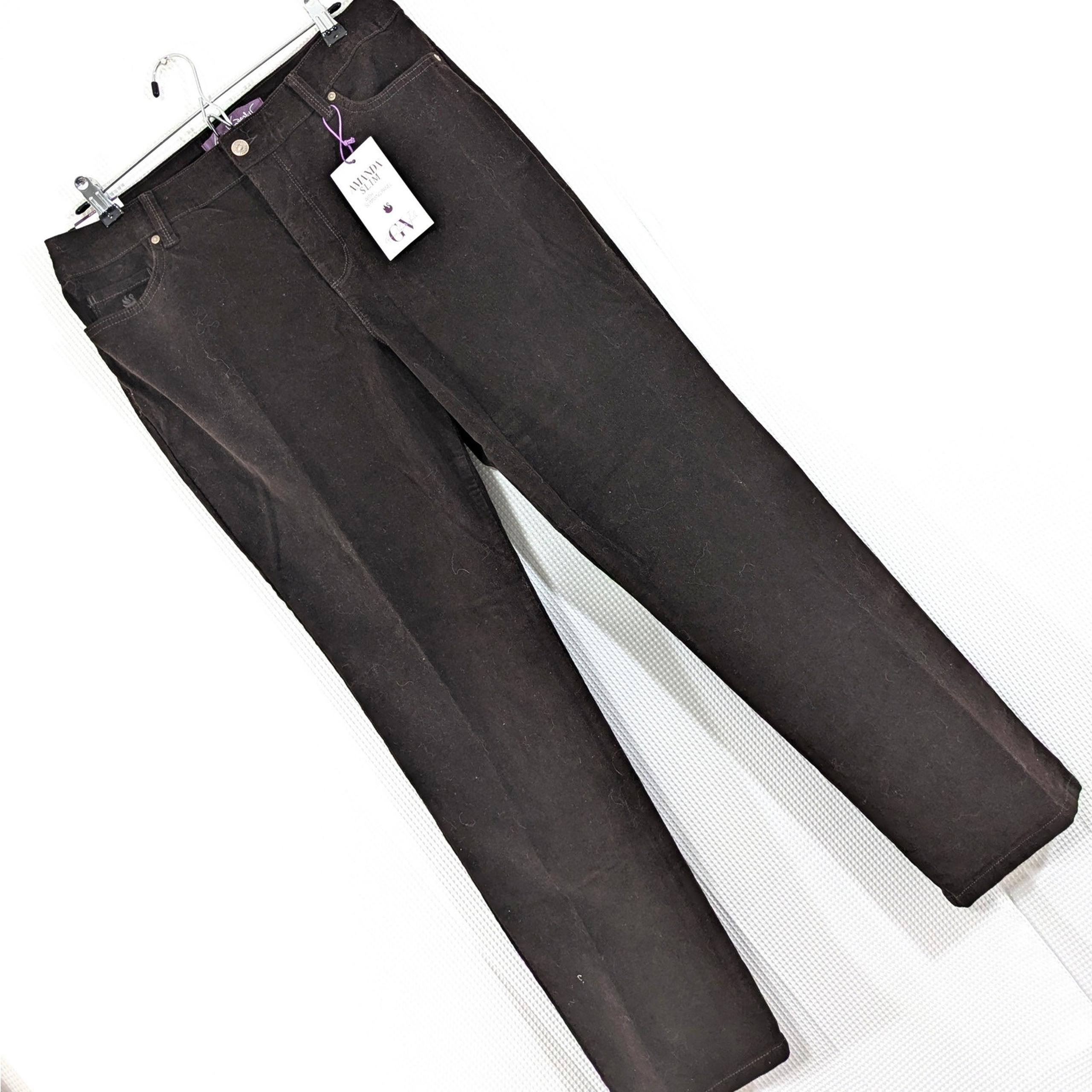 NWT@$54! GLORIA VANDERBILT! ESPRESSO BROWN STRETCH SLIMMING CORDUROY PANTS!SZ 14