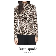 KATE SPADE Leopard Mock Neck Sweater