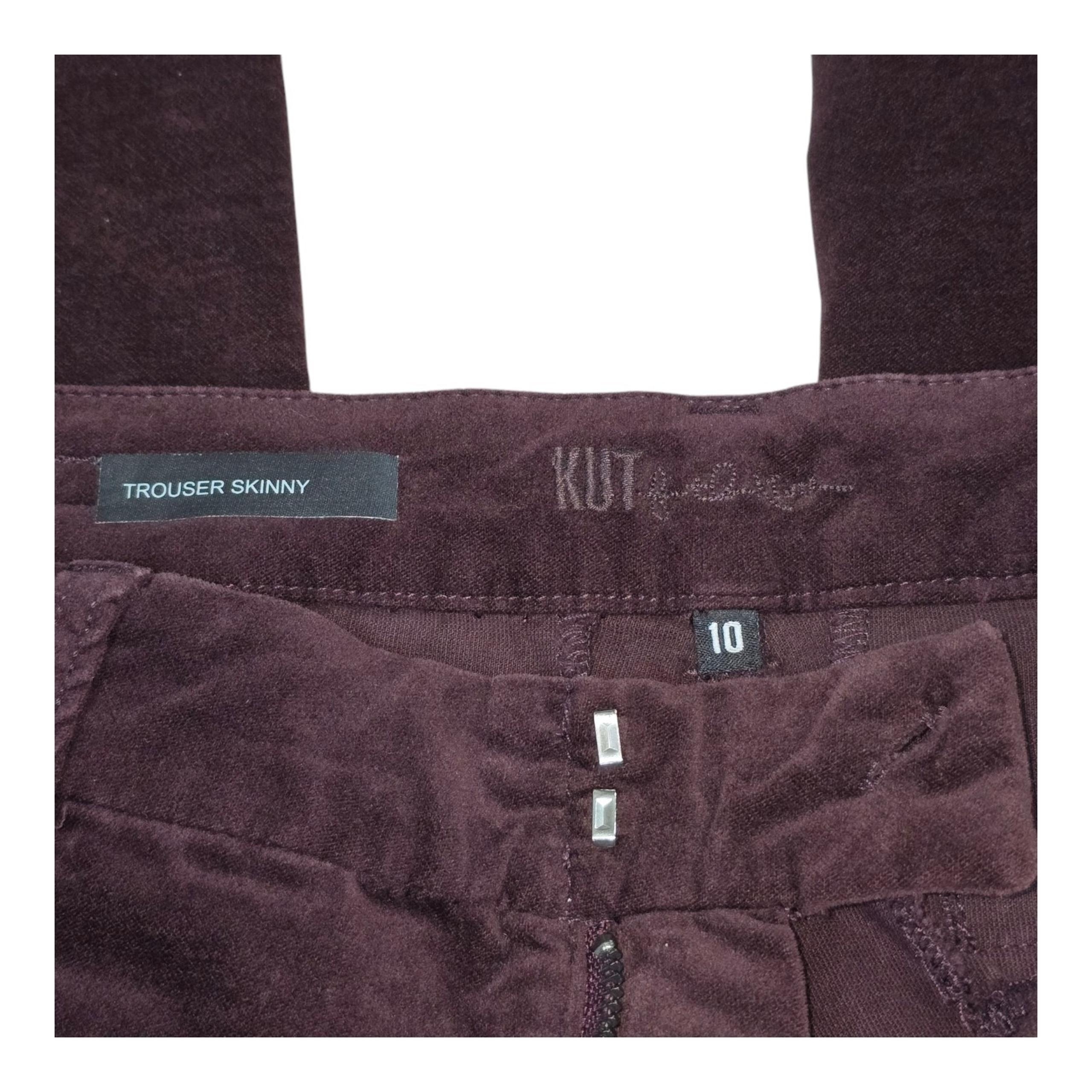Kut From The Kloth Trouser Skinny Pant Womens 10 Plum Purple Velvet Stretch