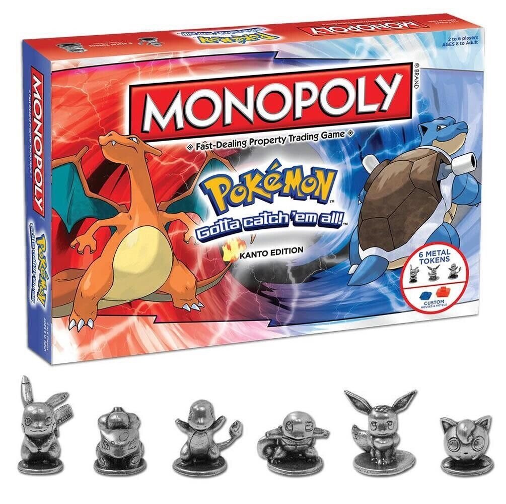 Pokemon Kanto Monopoly Board Game Family Friends Holiday Fun Property Trading