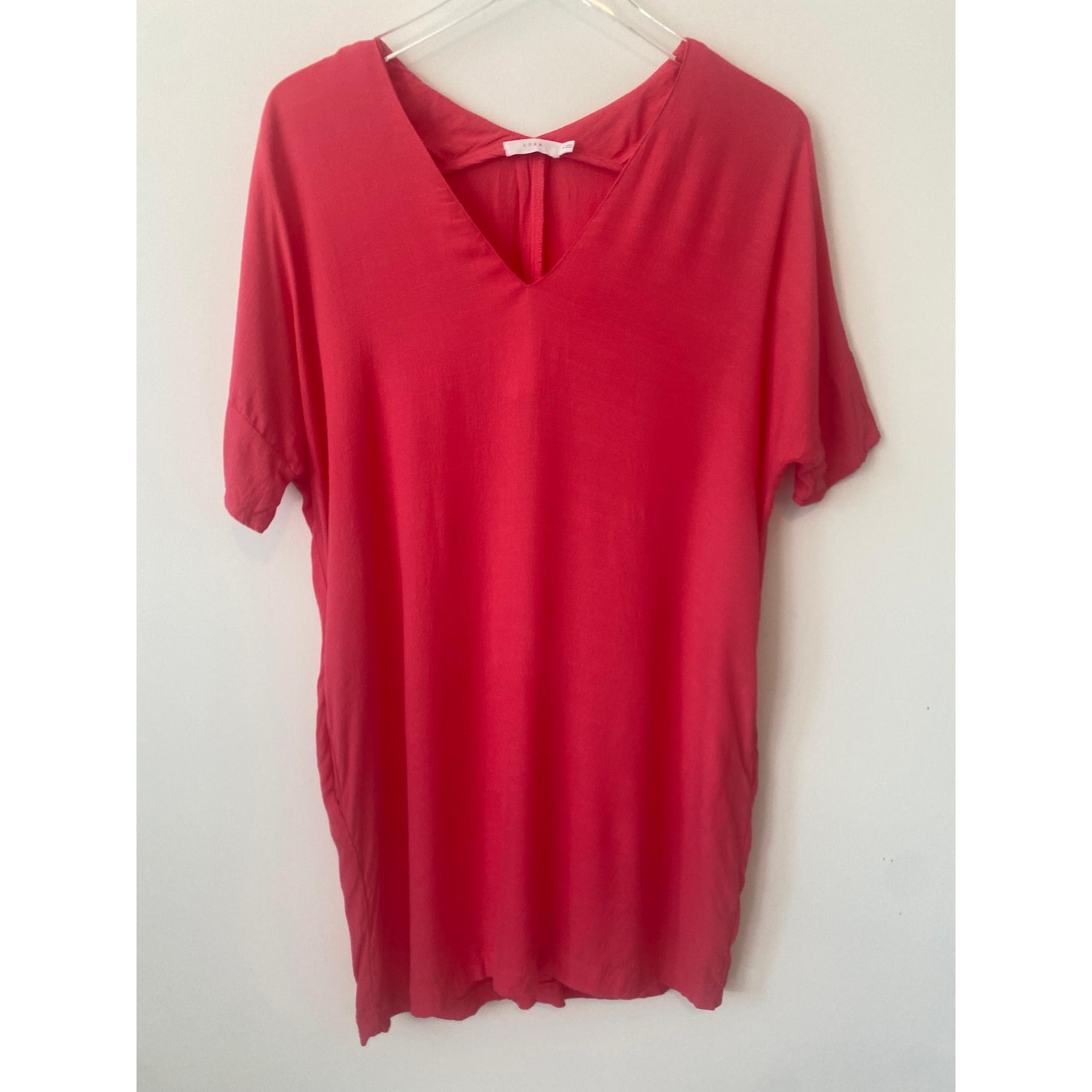 LUSH TEXTURED CORAL/RED V NECK DRESS XS TEXTURED CORAL/RED V NECK DRESS XS - Lush