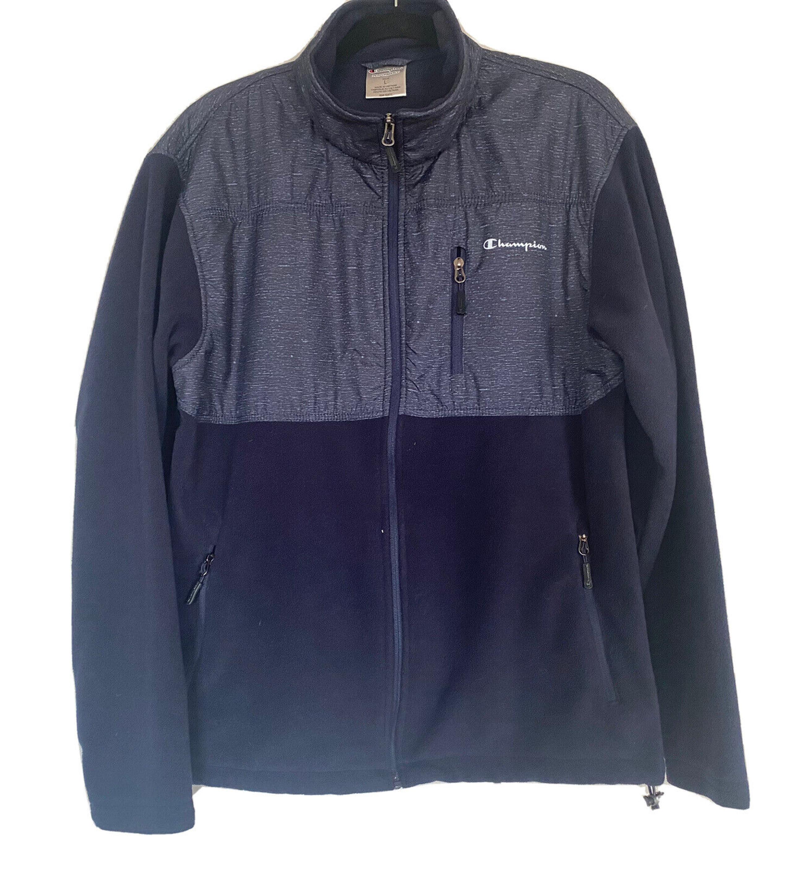 Champion Fleece Jacket Men's L Large Performance Tech Full Zip Pockets Jacket