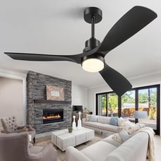 60 Inch Ceiling Fans with Lights Remote, Black Ceiling Fan with 3 Downrods, 3 Wo