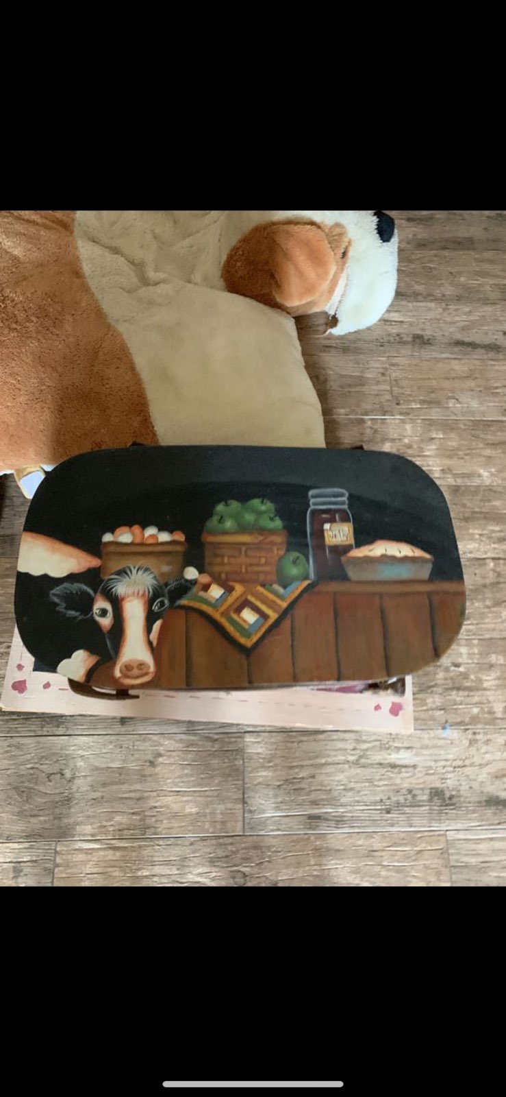 Handpainted cow basket