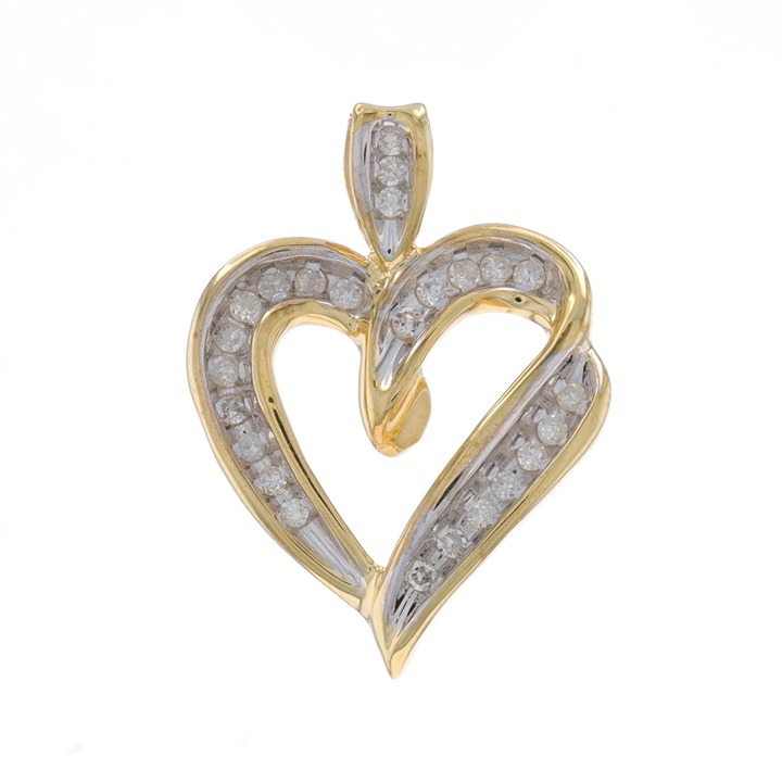Yellow Gold Diamond Heart Pendant - 10k Single Cut .20ctw Love LX3385