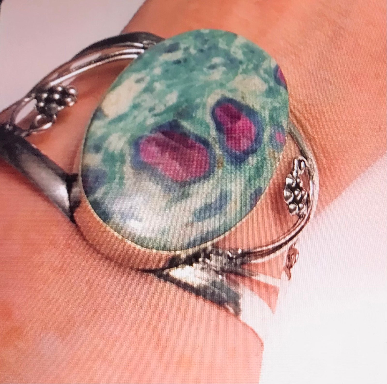 Ruby Fuchsite 925 Sterling Silver Cuff Bracelet