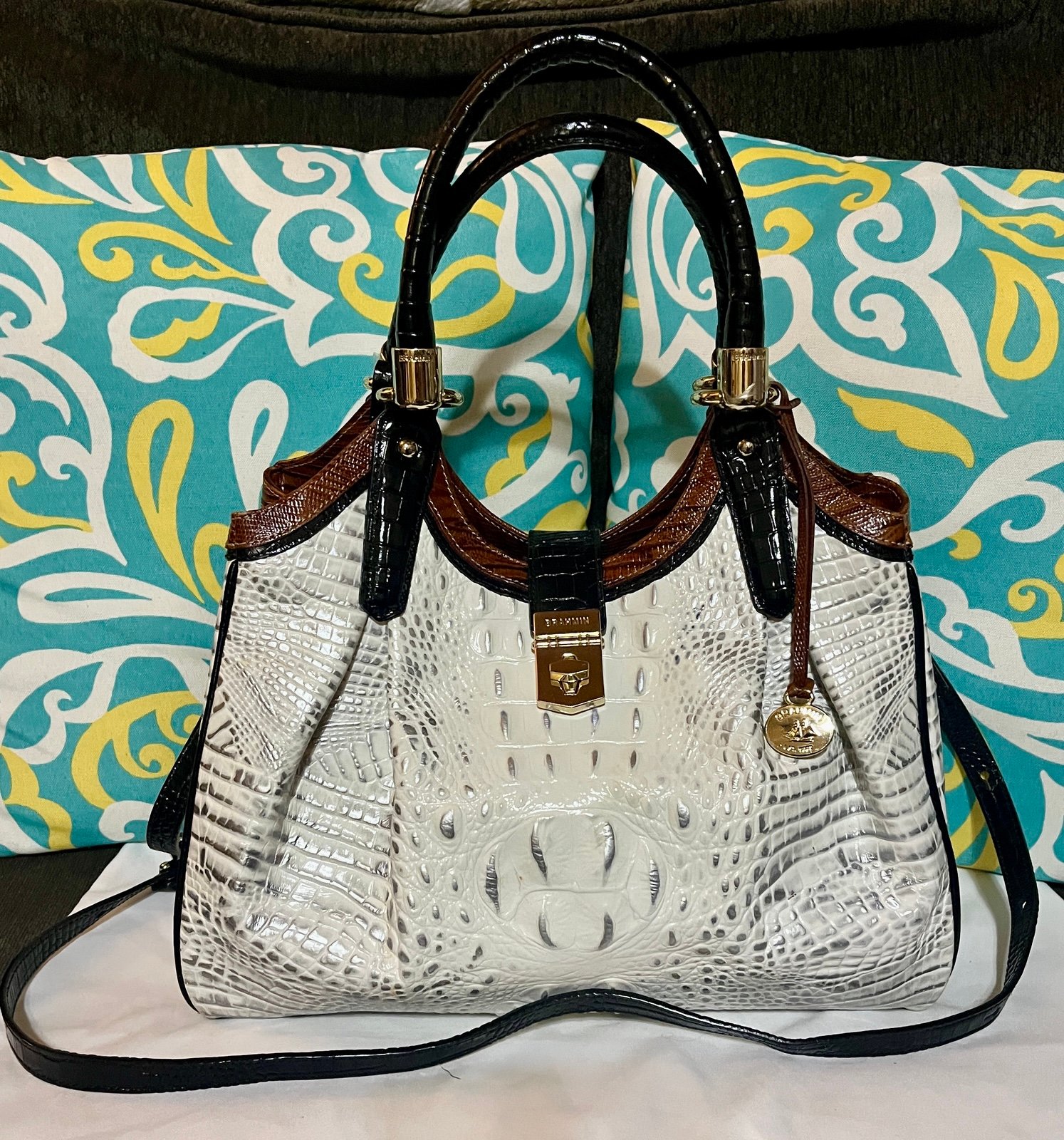 Brahmin Elise Halo Shoulder/Top Satchel Bag Plastic On Hardware Mint Condition
