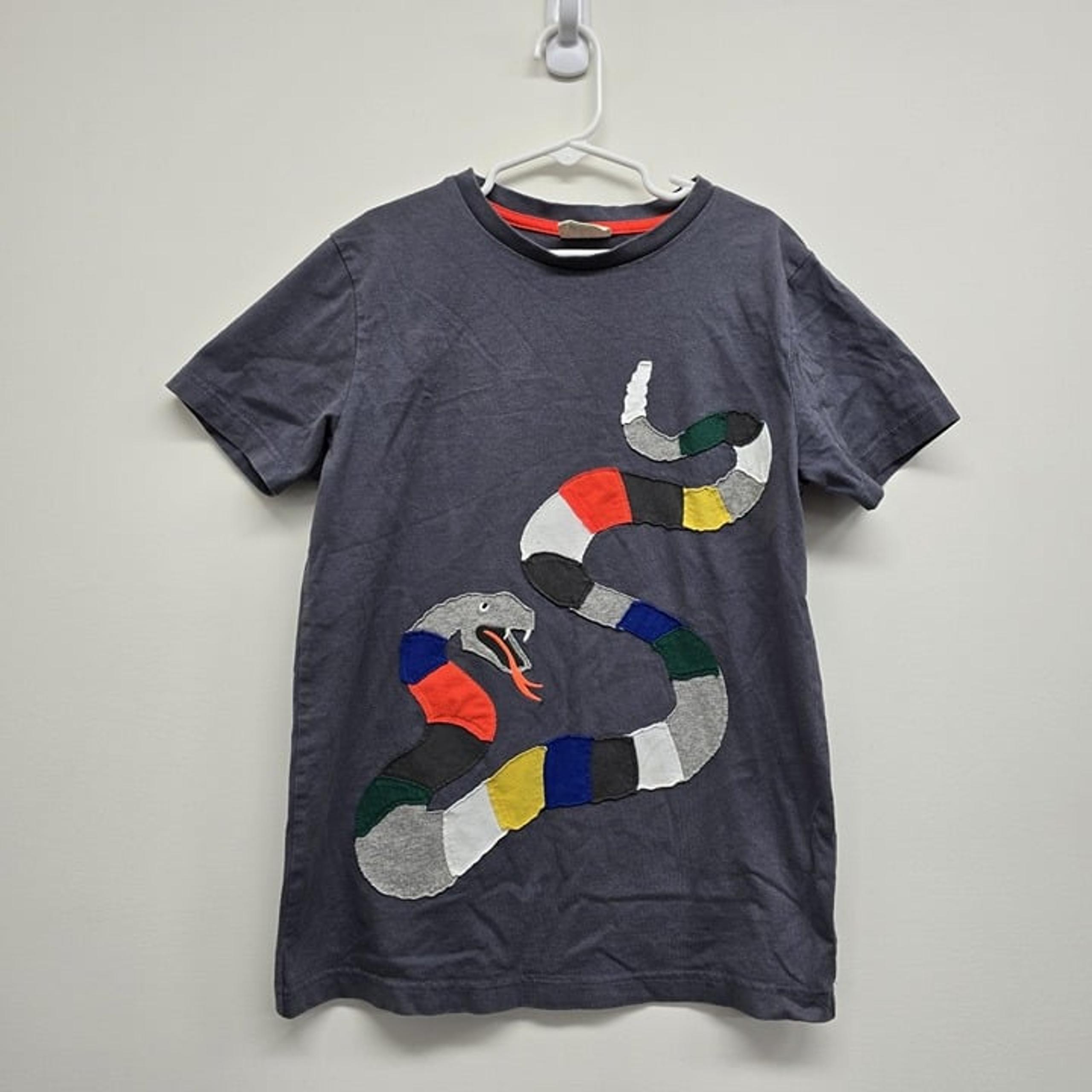 Mini Boden Boys Size 9-10Y T-Shirt Shirt Top Sleeve Multicolor Snake Summer