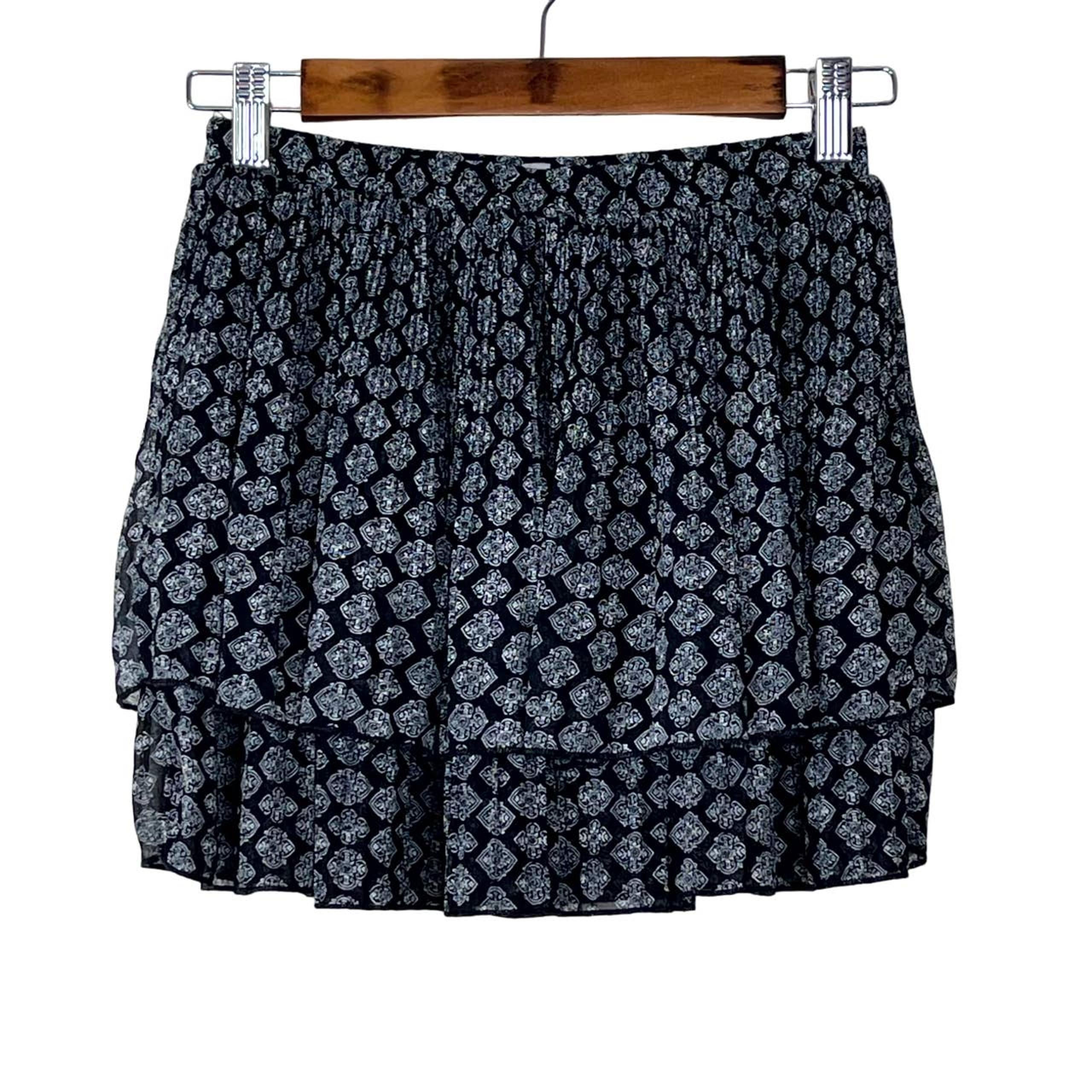 Ecote Black Printed Layered Mini Skirt Size XS