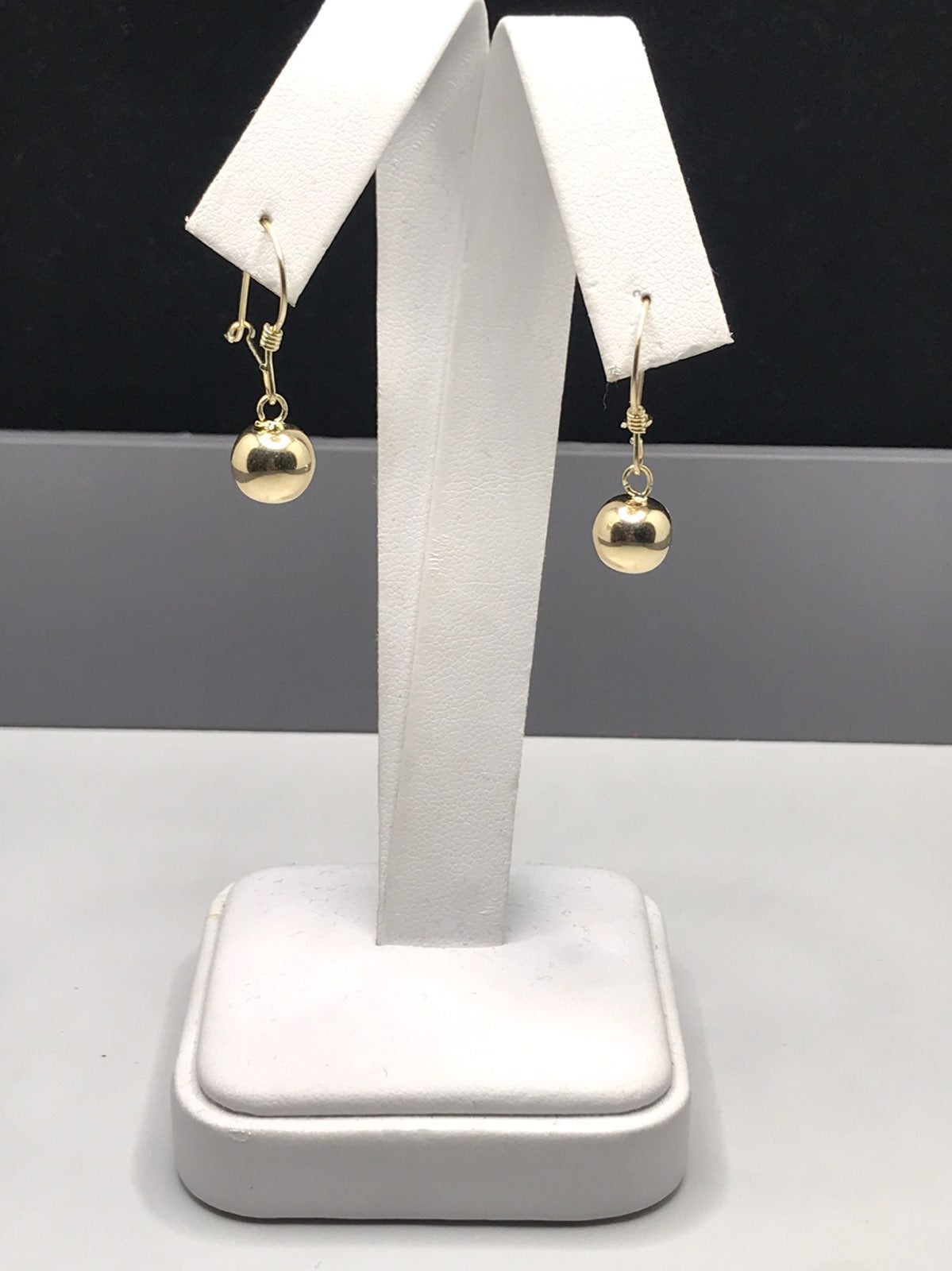 14k Yellow Gold Dangling Ball Earrings