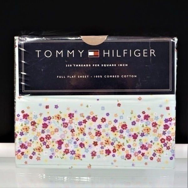Vintage Tommy Hilfiger Full Flat Sheet Huckleberry Corner Floral Cottagecore NOS