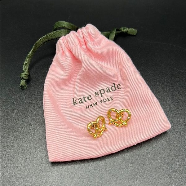 Kate Spade Matte Gold Twisted Pretzel Rhinestone Post Back Earrings