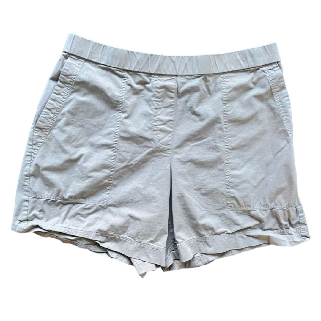 Lafayette 148 Pull On Elastic Waist Tan Beige Khaki Shorts Pockets Women's sz L