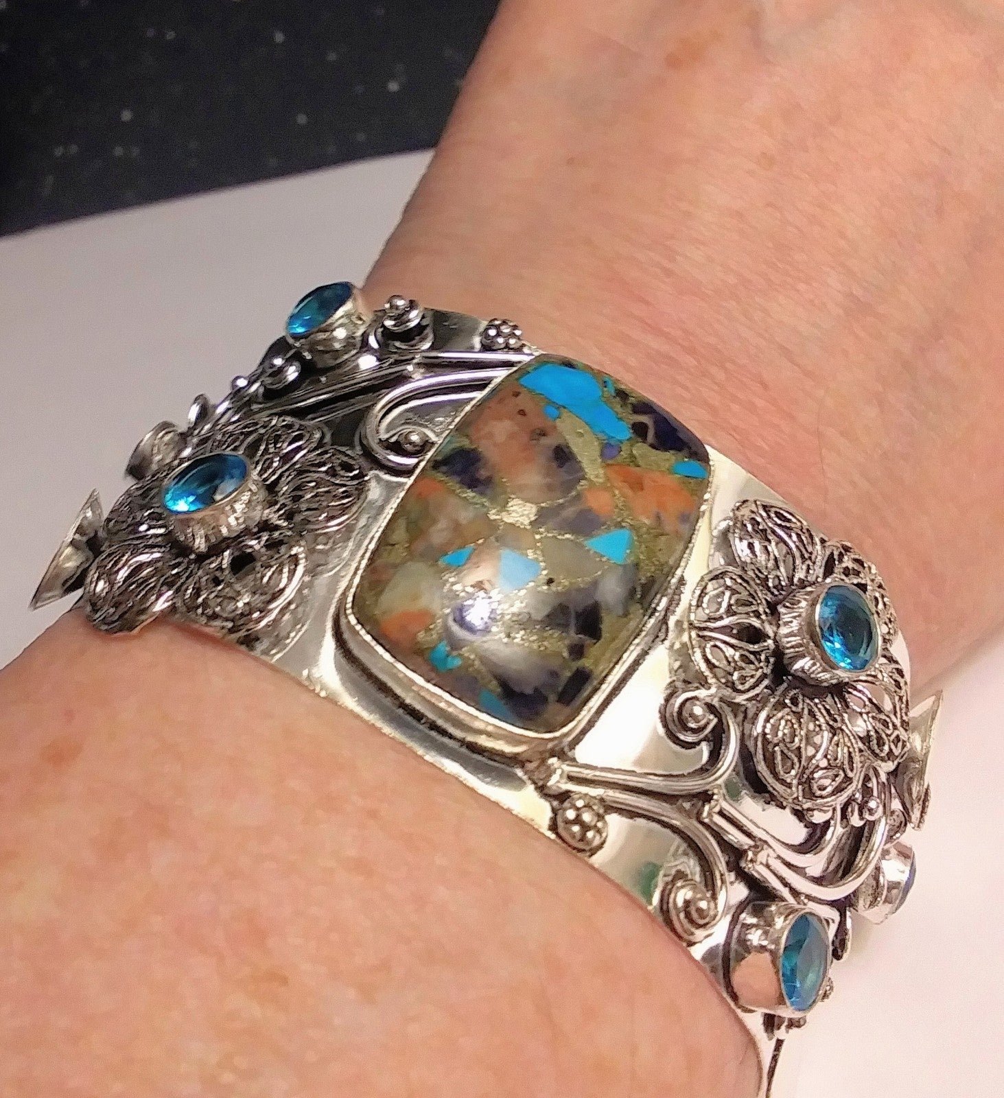925 Sterling Silver Turquoise Cuff Bracelet
