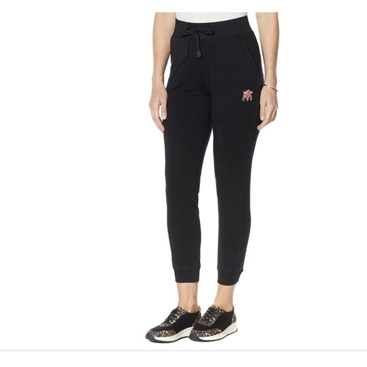 Badgley Mischka Women's L Baby French Terry Knit Jogger Pant Black