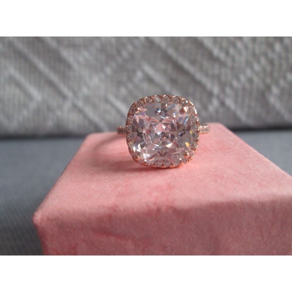 Sterling Silver .925 Rose Gold plated Size 7 Cubic Zirconia Cocktail Chic Ring