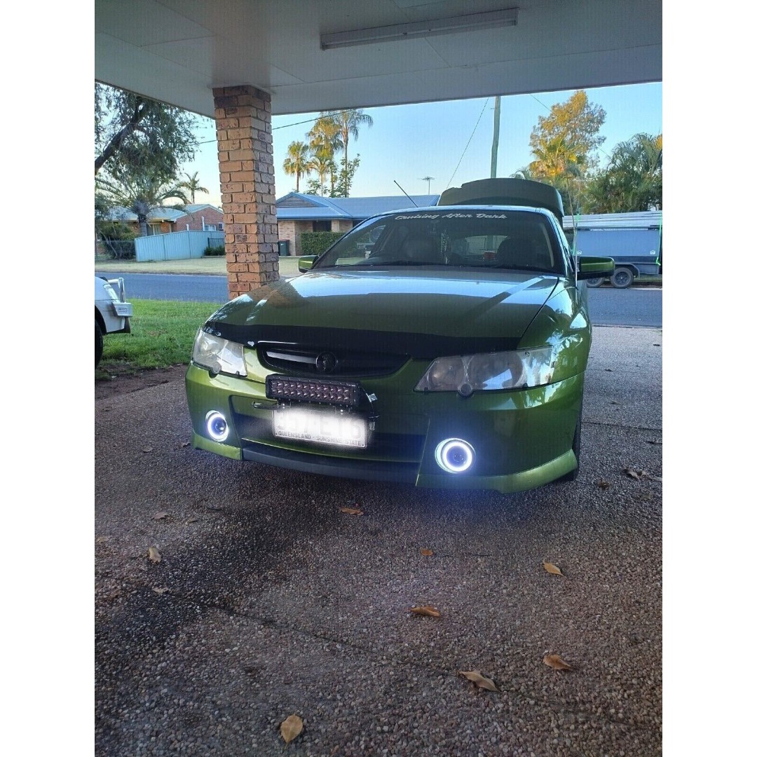 White LED Halo Fog Lights Angel Eye Driving Lamp Kit For Holden VY Commodore