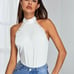 White Lace Trim Tie Back Blouse