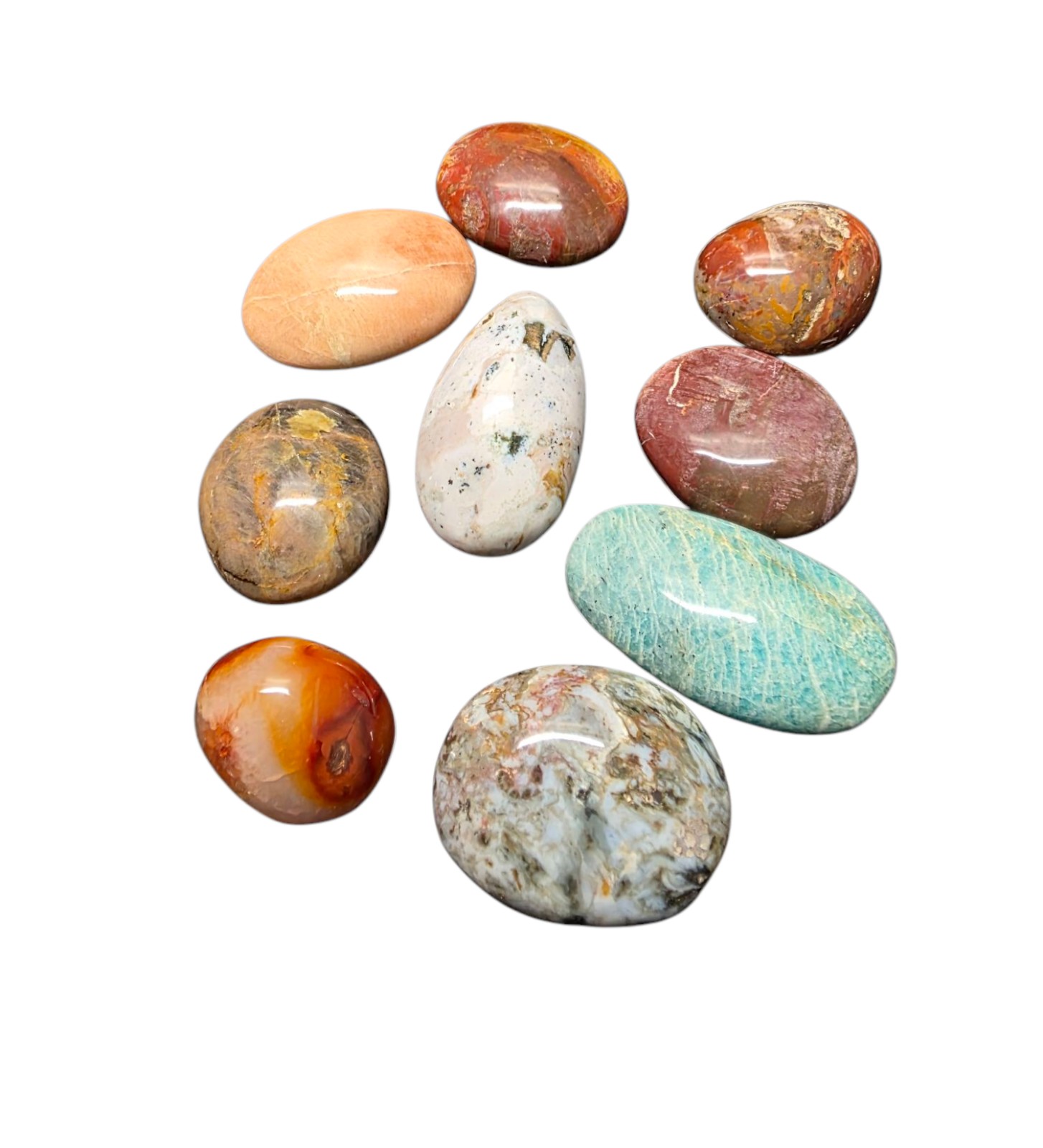 Mixed Crystal Lot Palm Stones Bundle