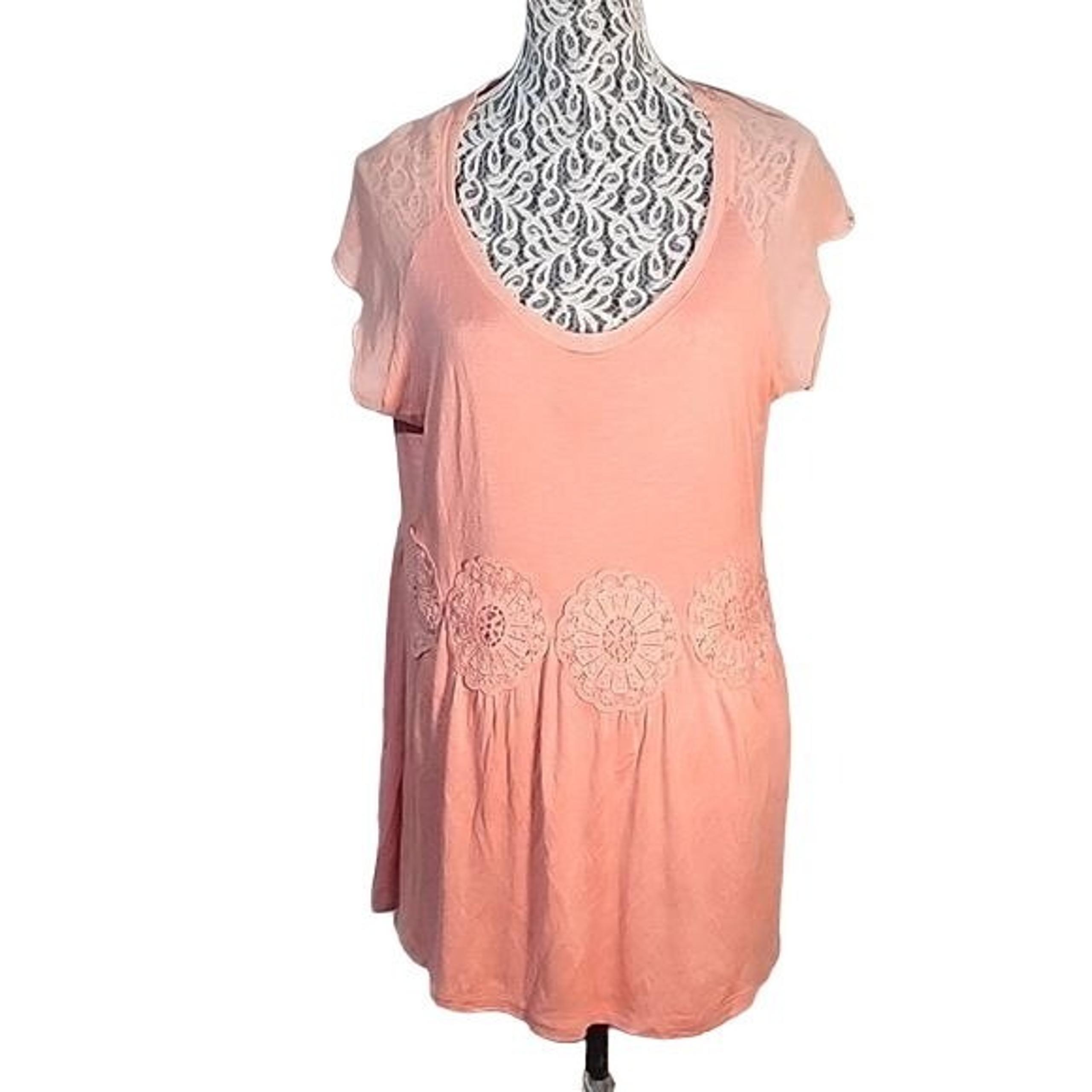 RXB Women's Peach colored embroidered boho chic Hippie fairycore sexy floral XL