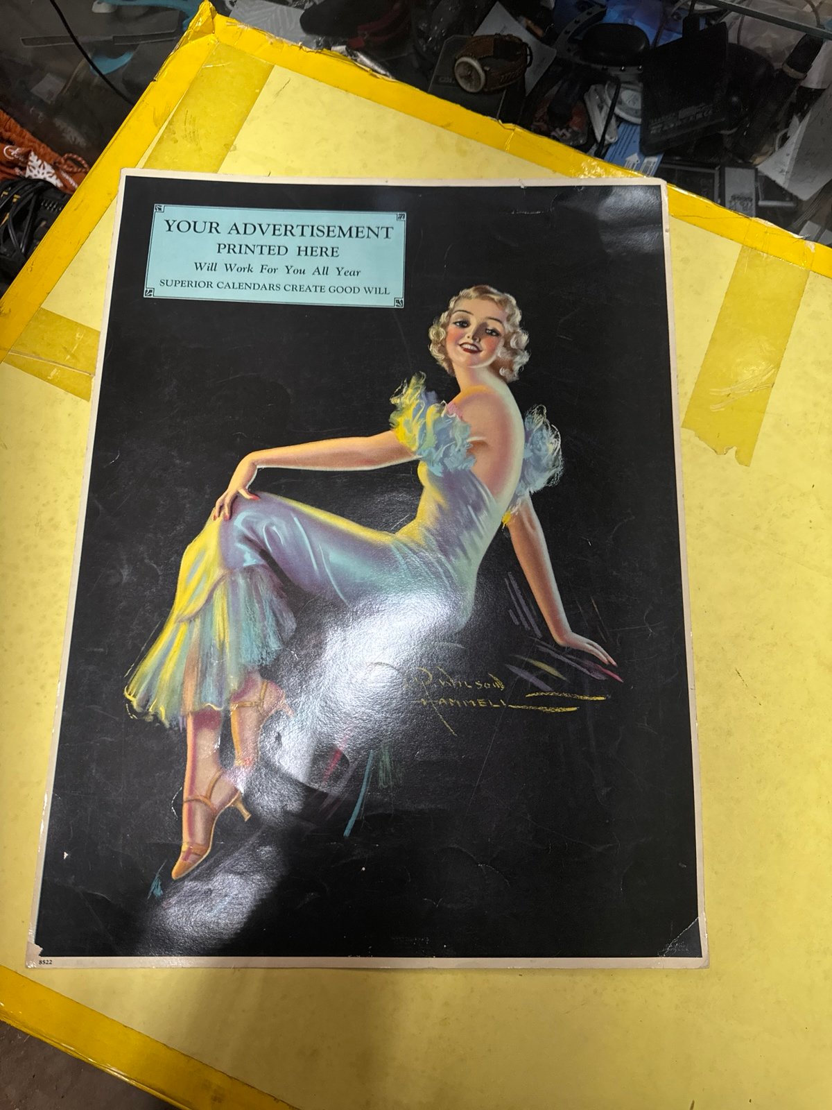 Vintage R. Wilson Hammel jazzy pin up girl art deco blonde beauty, very rare ad