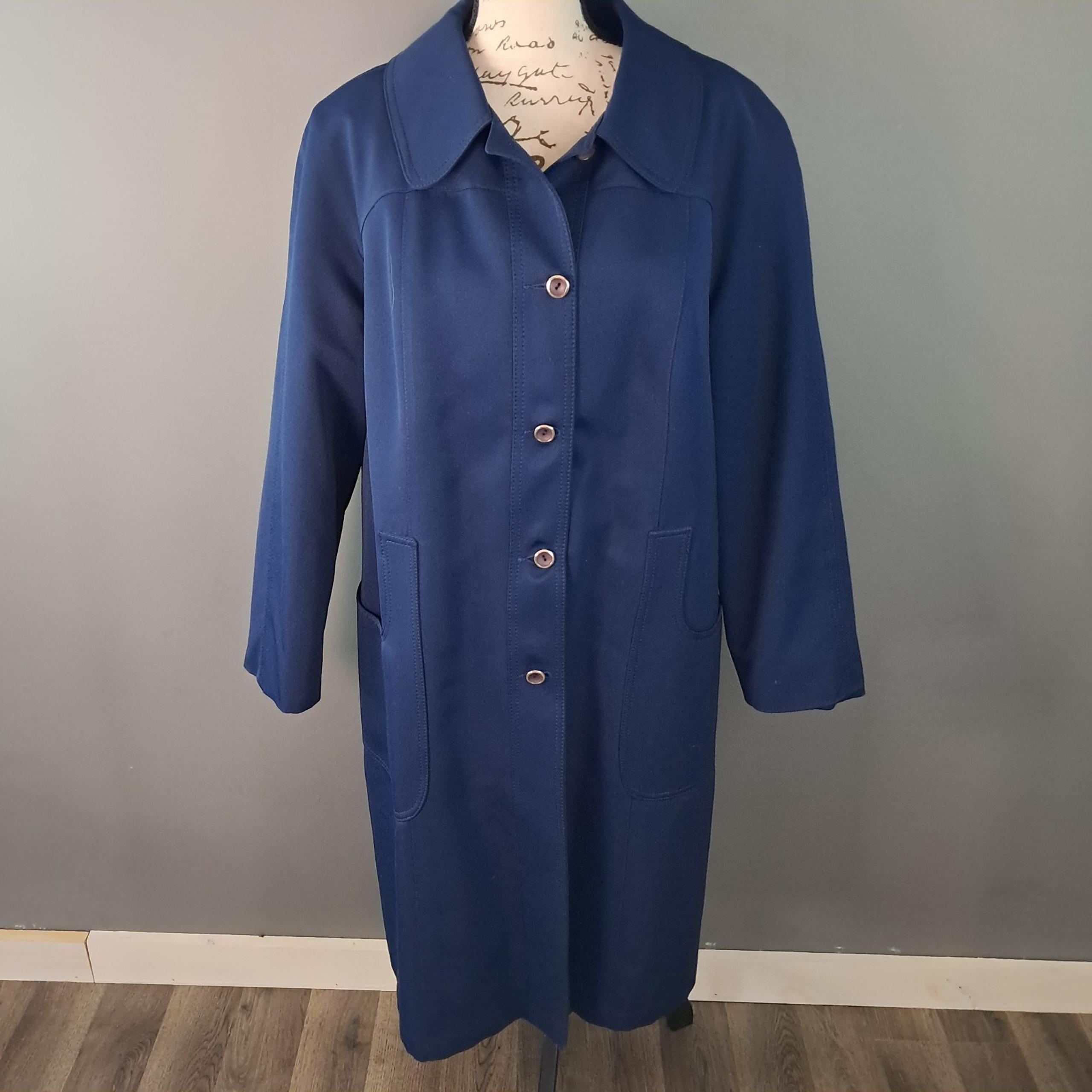 Vintage Forecaster of Boston Womens Size 15/16 Polyester Navy Blue Trench Coat