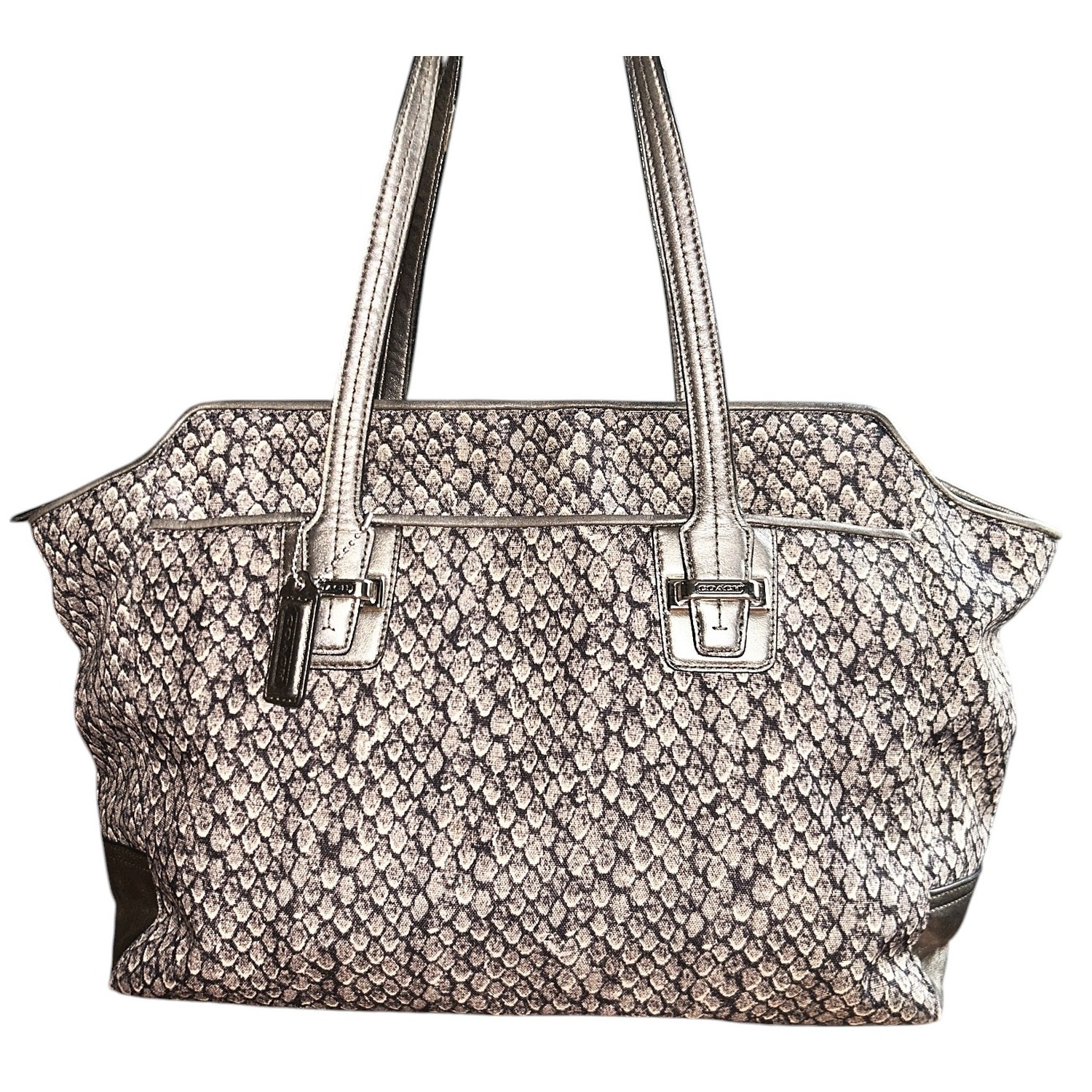 Coach Taylor Alexis Snakeskin Carryall Satchel Handbag Authenticated F26034]