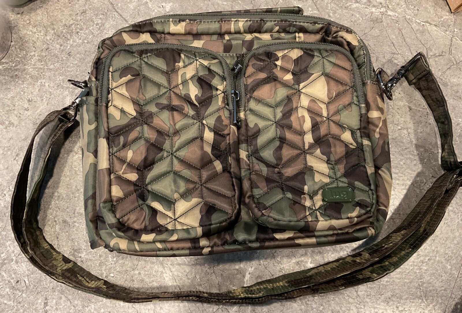 EUC LUG Navigator Convertible Crossbody/Shoulder Top Handle Bag Camo Green