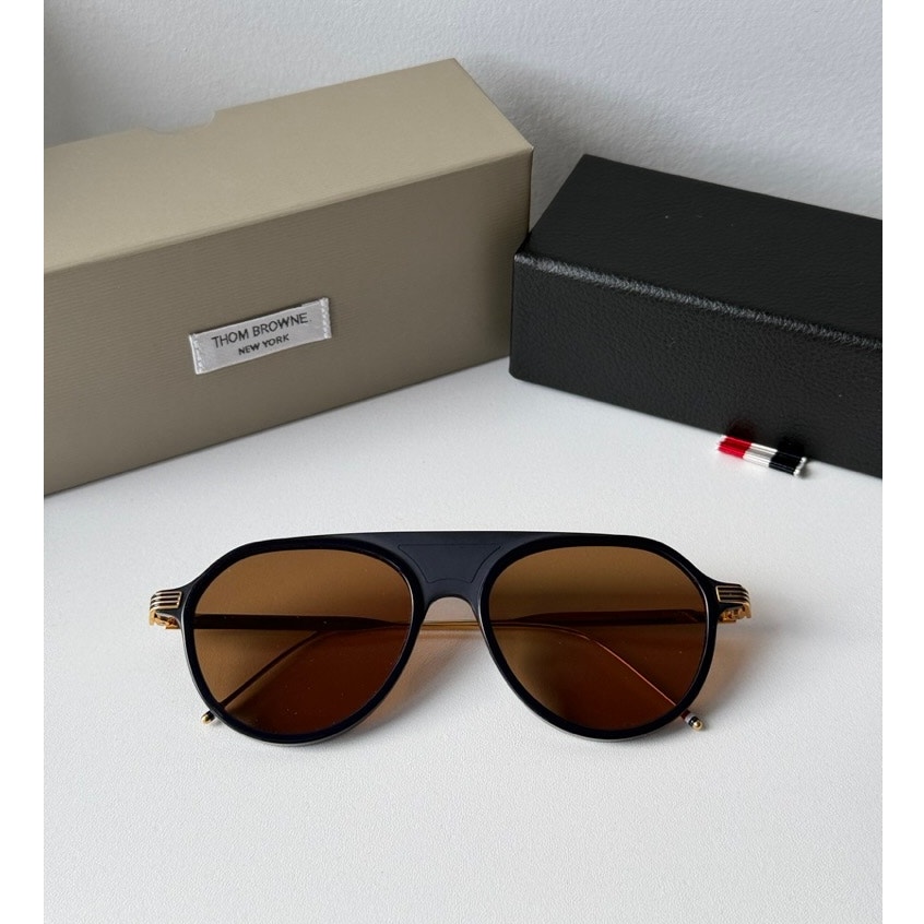 NEW Thom Browne TB809 Navy Blue Aviator Sunglasses