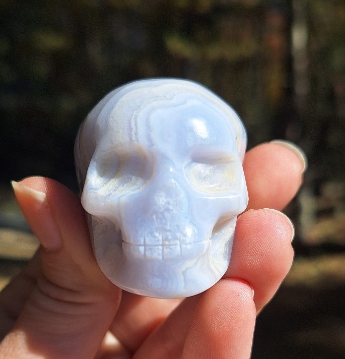Druzy Blue Lace Agate Skull