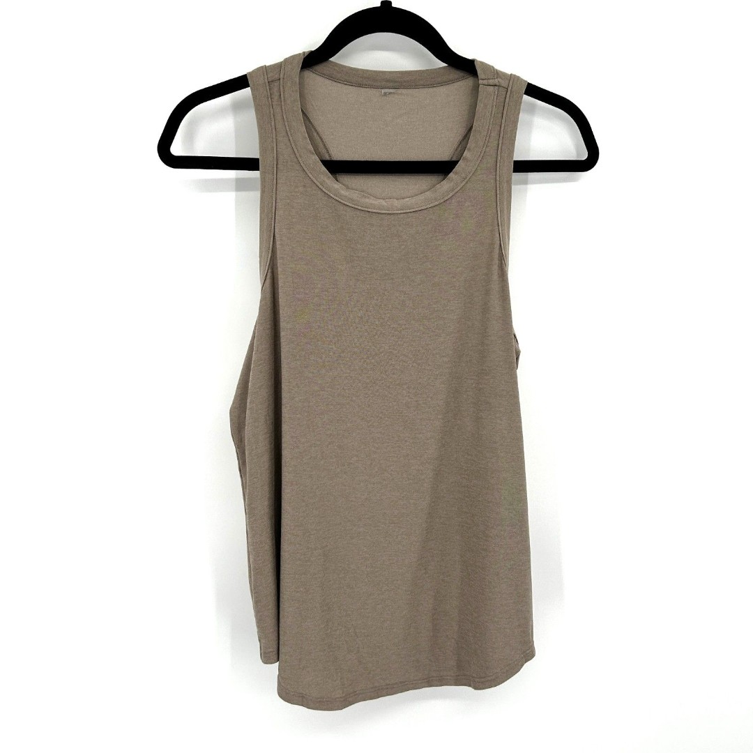 BEYOND YOGA Brown Taupe Crew Neck Racerback Workout Athletic Tank Top Size Large
