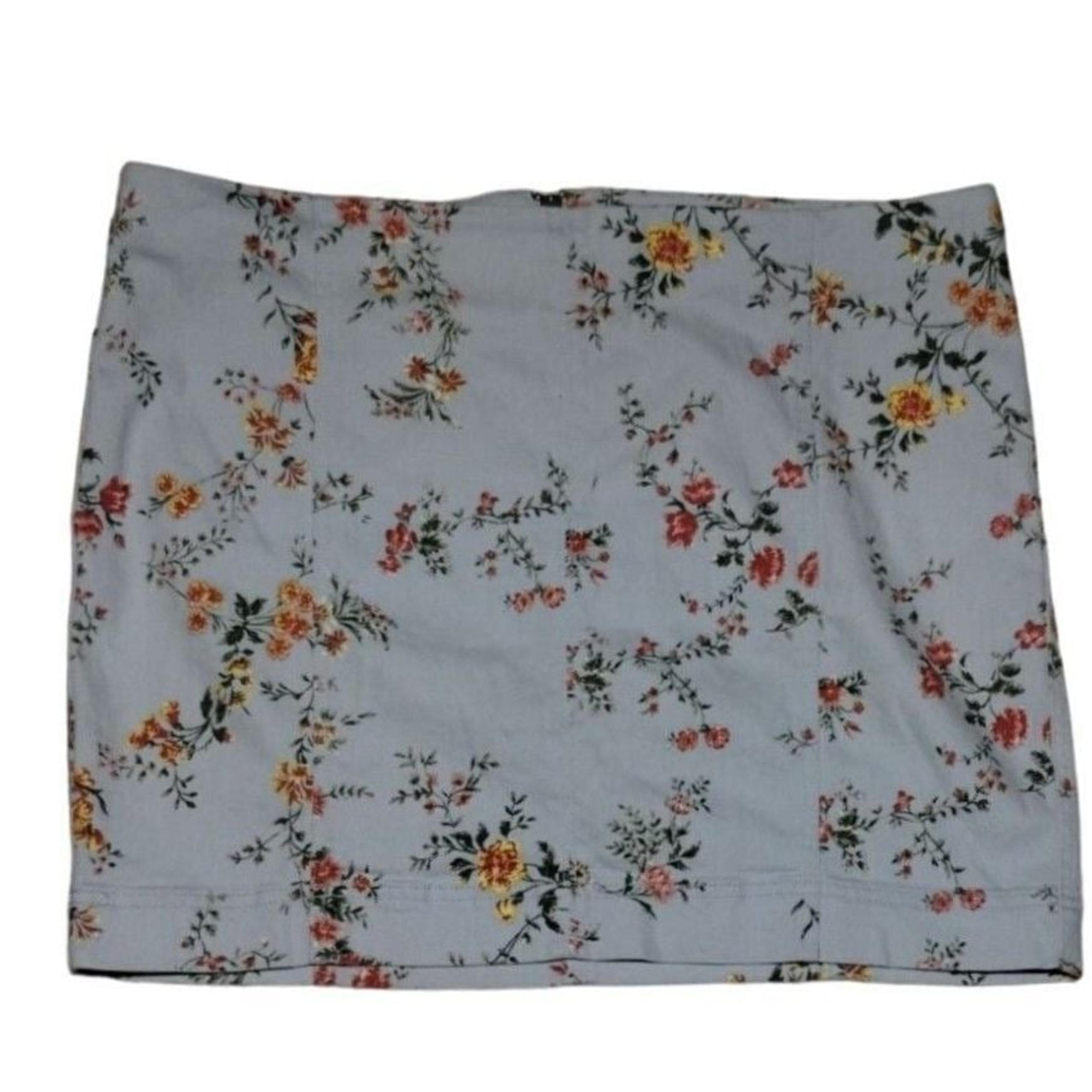 Soho New York & Company Floral Mini Skirt Denim Look Casual Size 12