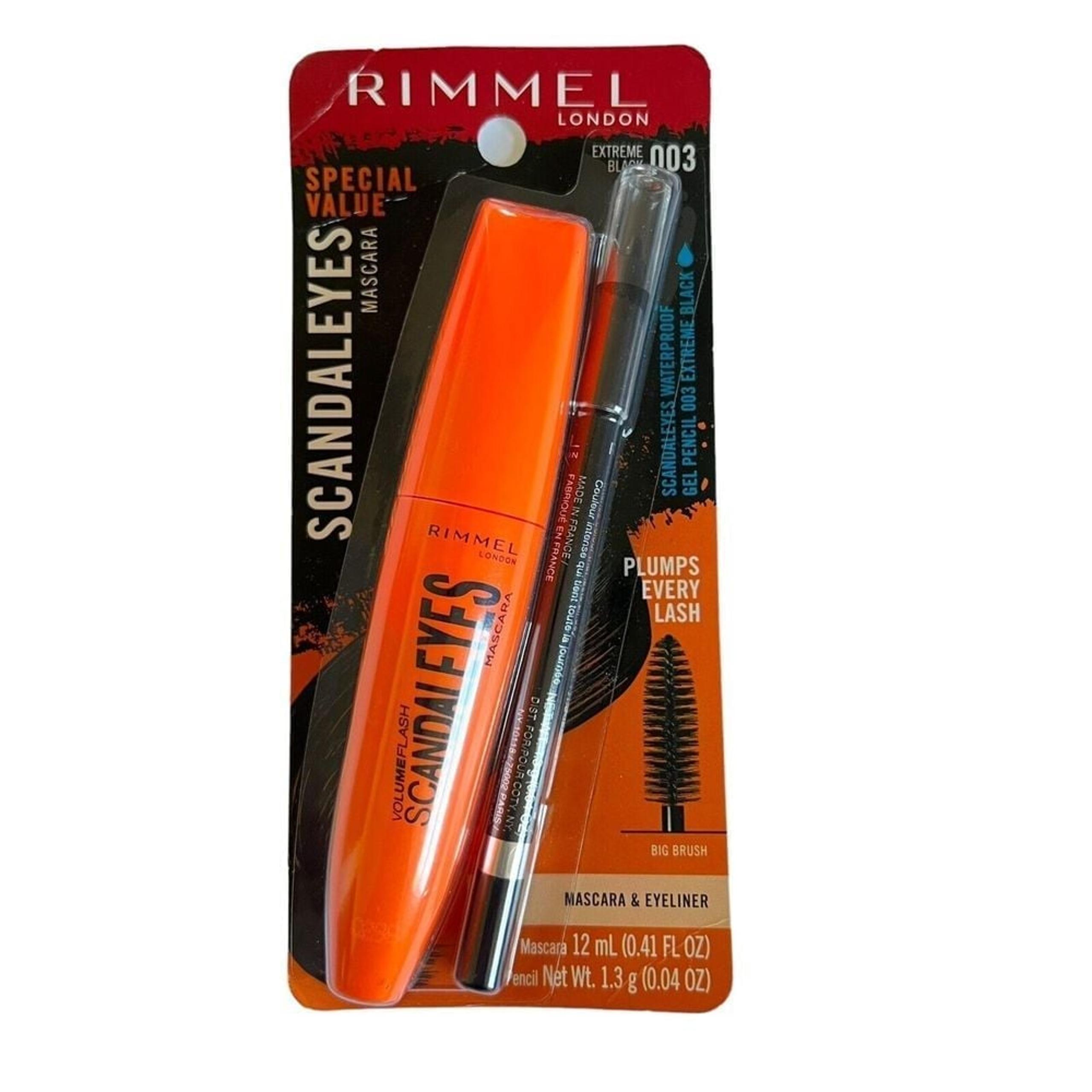 SET RIMMEL LONDON Scandaleyes Waterproof Mascara + Gel Pencil 003 Extreme Black