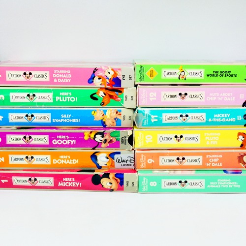 Lot of 12 VHS Walt Disney Cartoon Classics Vol. 1-5 6-12 & Goofy World Of Sports