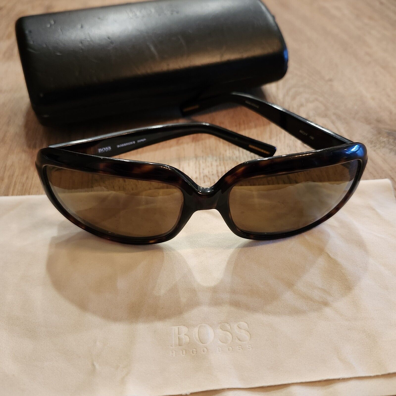 Hugo Boss Sunglasses Tortoise Dark Brown Lens 0025/S NO SCRATCHES + Case & Cloth
