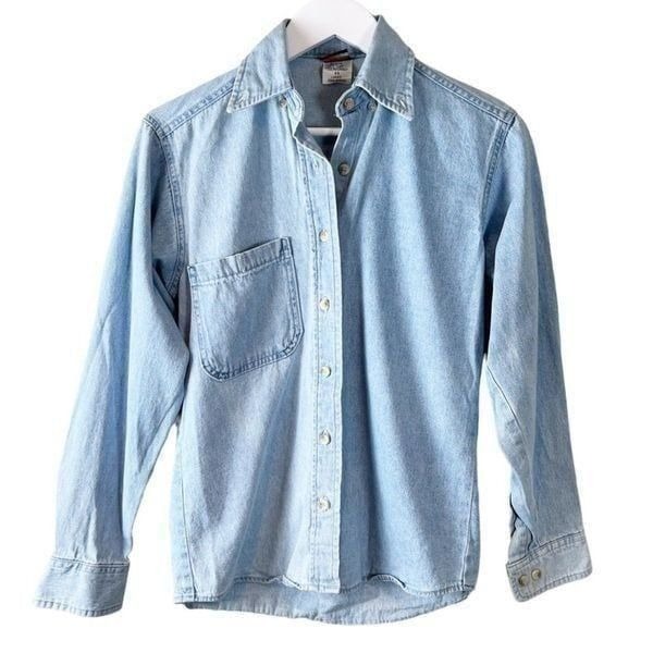 Vintage Union Line Union Made Womens XS Chambray Denim Button Up Shirt USA