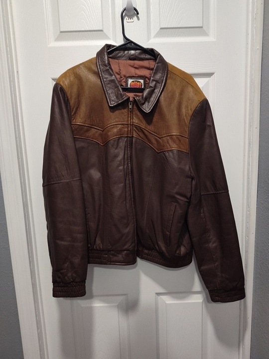 Rare Vintage Miller Western Brown Genuine Leather Ranch Bomber Jacket MENS 46