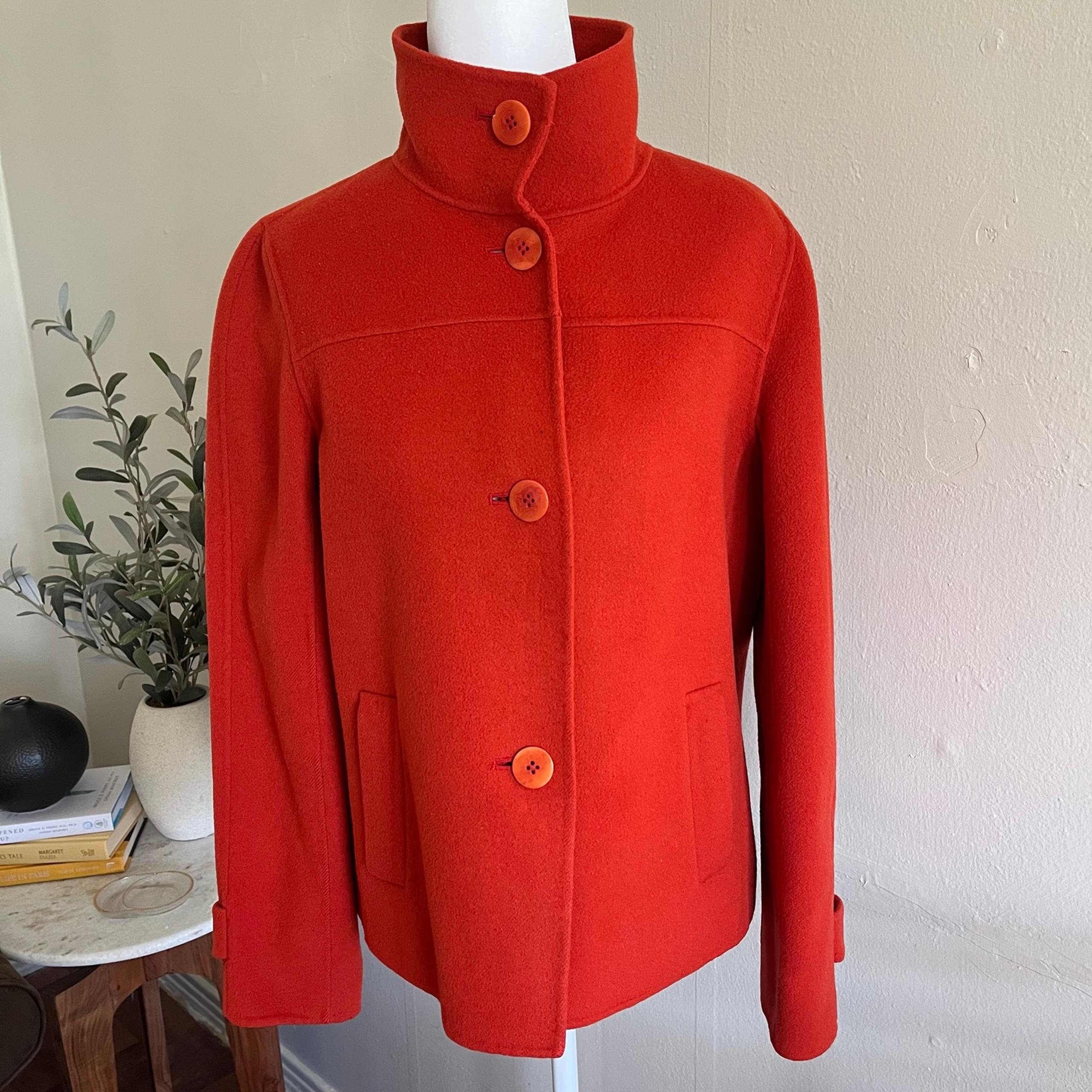 Talbots Women’s Red Orange Short 8P Pea Coat Lined Jacket Old Money