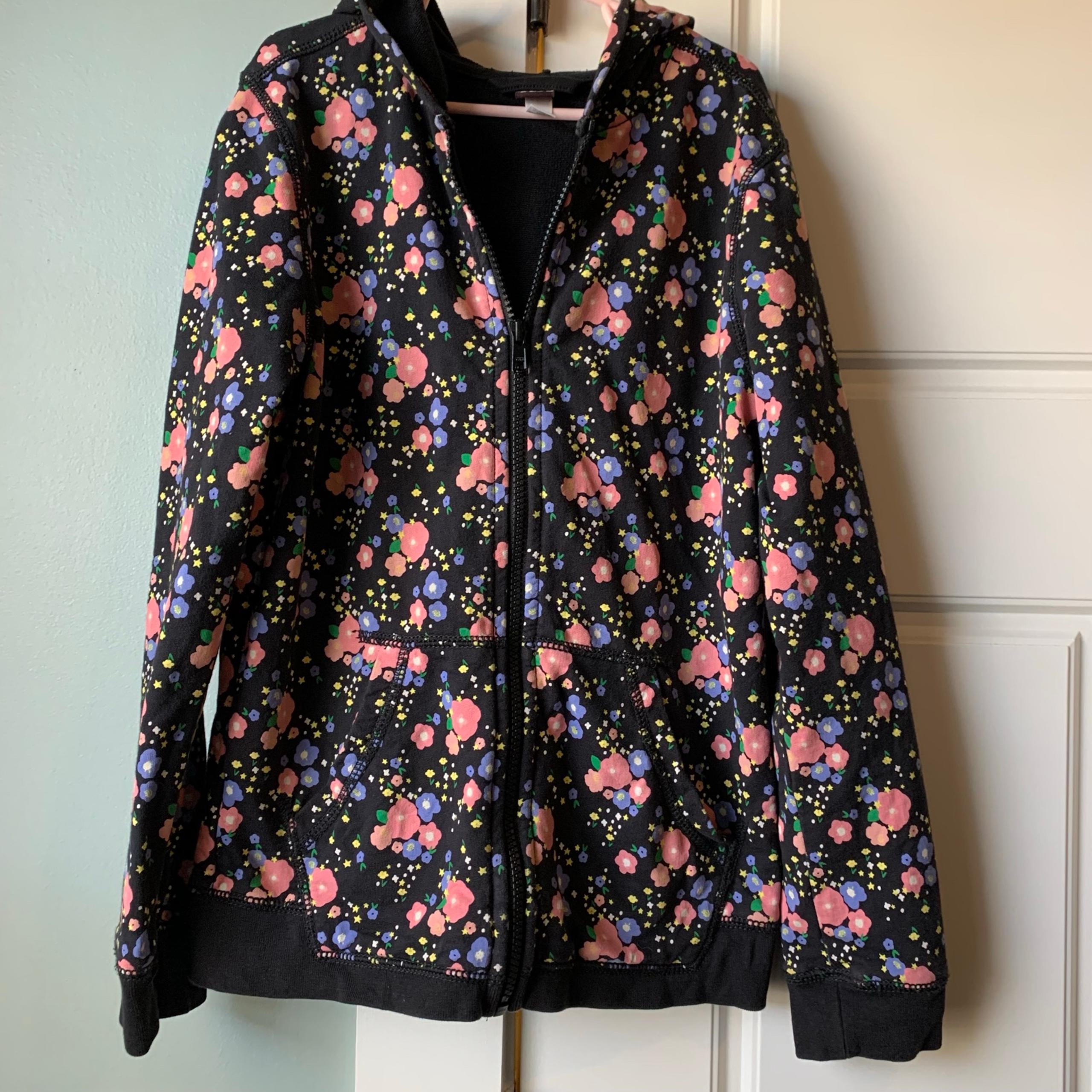 Tea Black Floral Hoodie